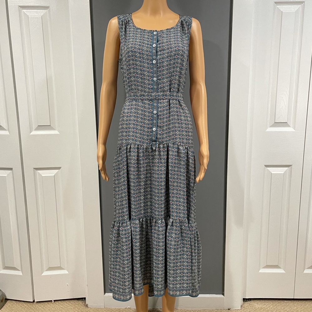 Max Studio Tiered Geo Printed Belted Maxi Dress
